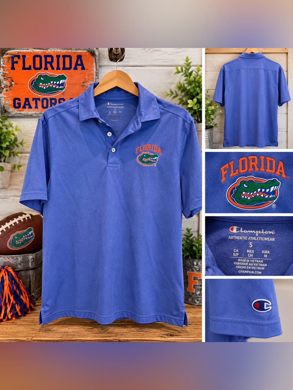 Florida Gators Champion Men’s Small Polo Shirt Blue NCAA Embroidered Logo